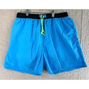 VTG Mens Sz Large Hobie Swim Trunks Shorts Blue w Neon Drawstrings
